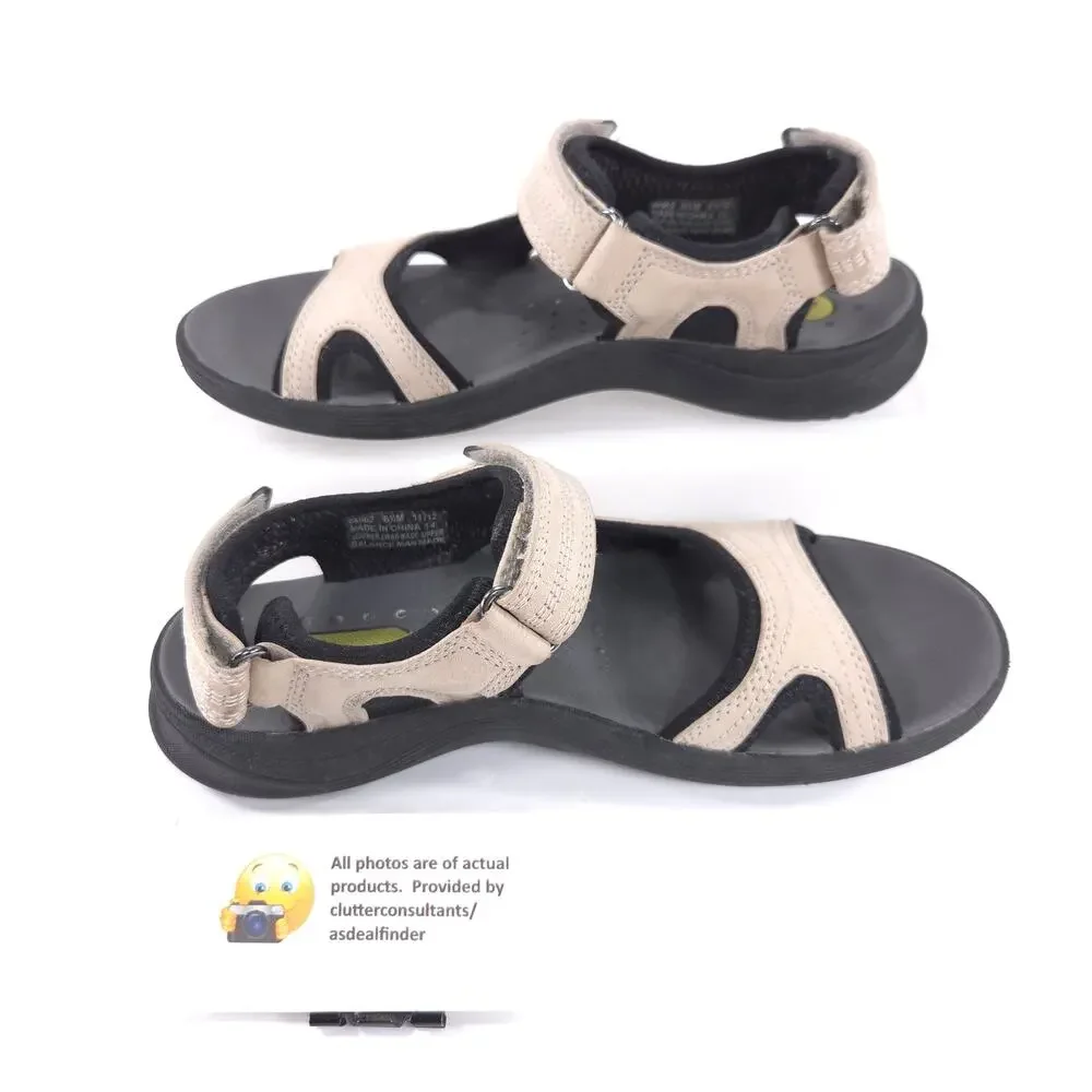 Clarks Wave Walk Casual Sling Back Sandal Womens Size 6.5 64662 Tan Black